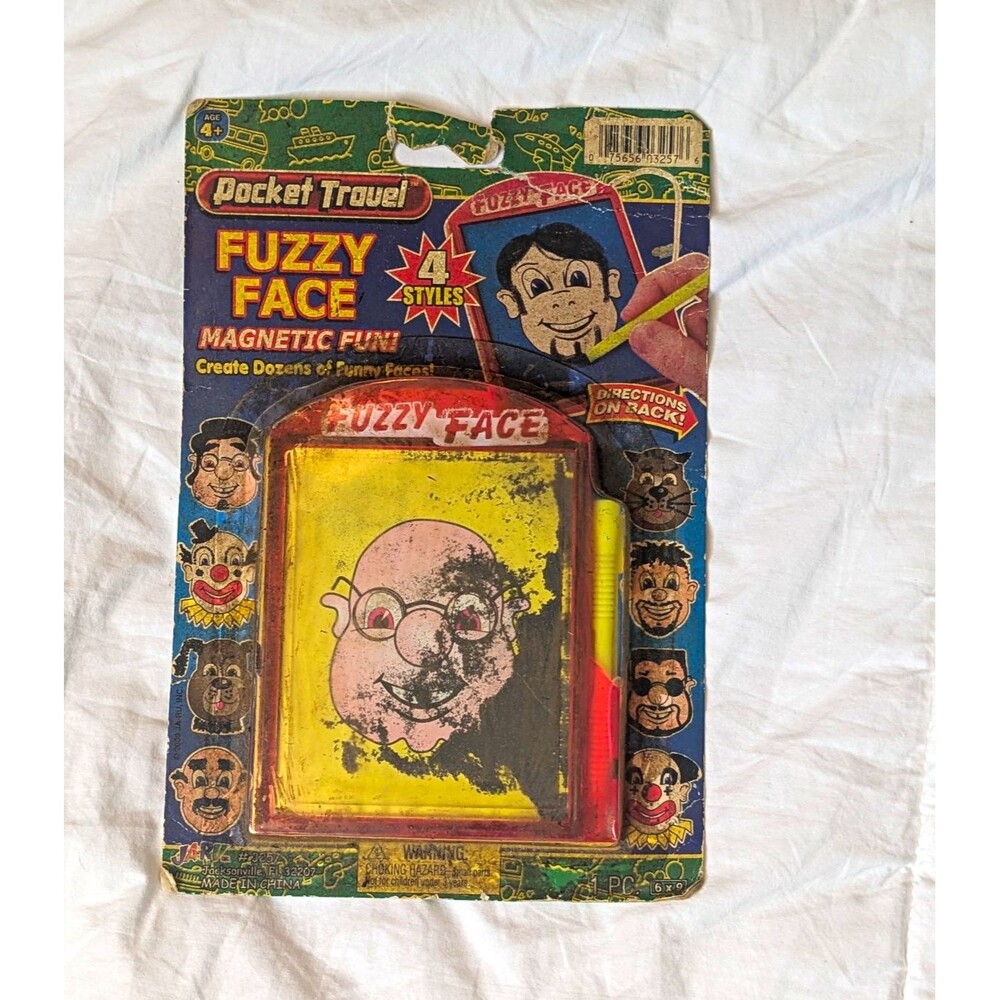 JA-RU Pocket Travel Fuzzy Face Magnetic Drawing Board Toy w/ Stylus, Age 4+